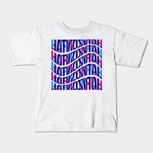 Horizontal Waves Typography (Cyan Magenta Blue) Kids T-Shirt